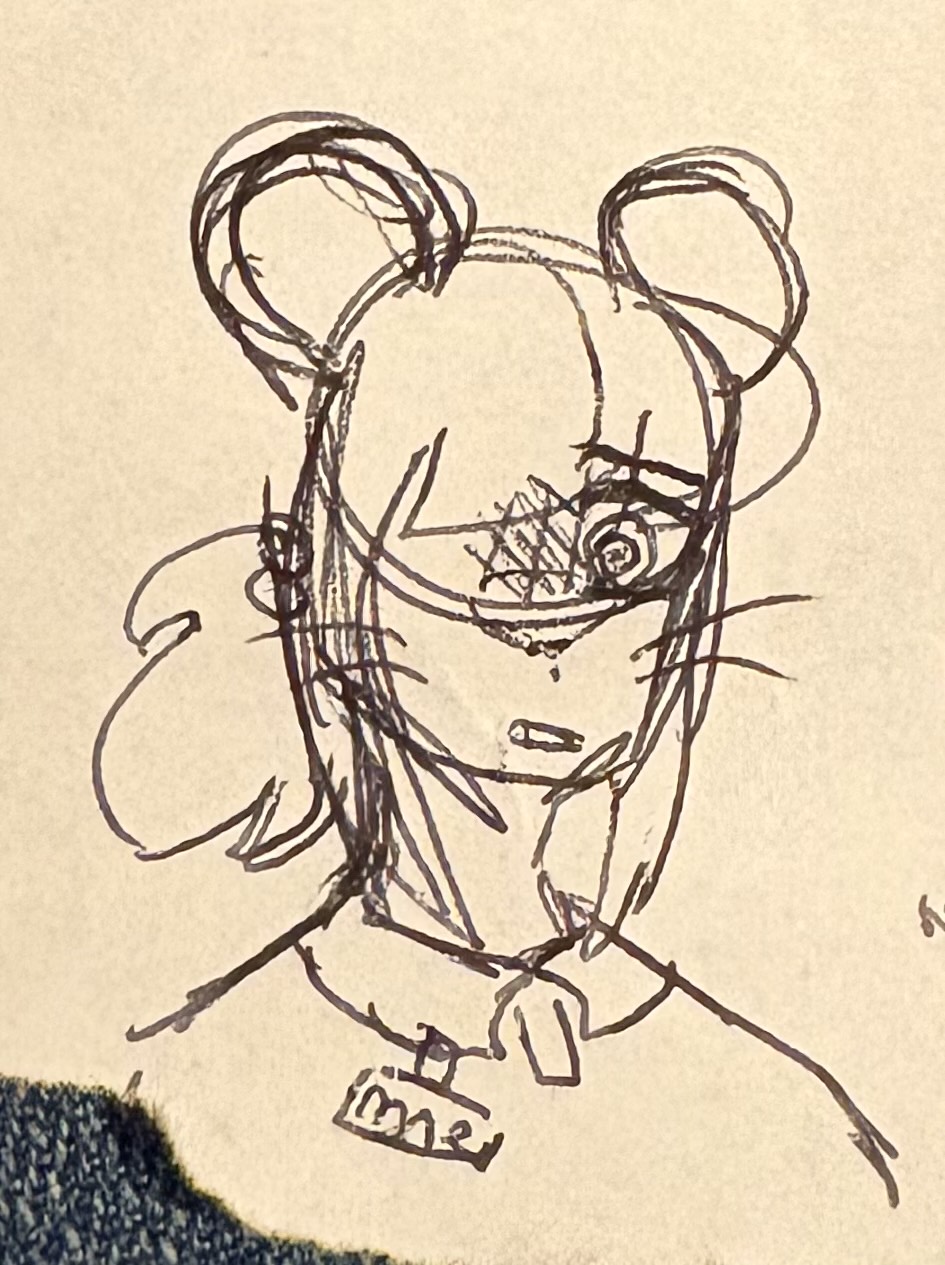 A doodle of Brie looking distressed